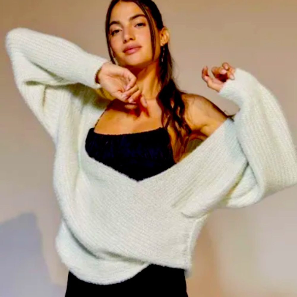 Urban Outfitters | Kane Wrap Sweater Mint Green Cozy Small
